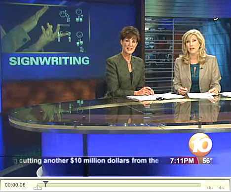 SignWriting TV Program: Channel 10 TV News San Diego